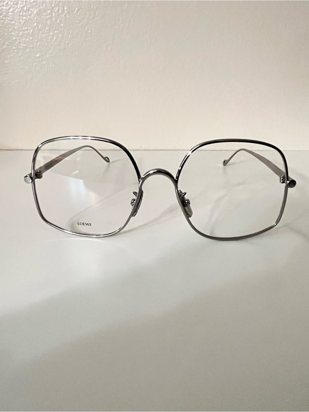 Loewe Silver Hexagonal Metal Frame Glasses